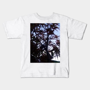 Silhouette of Maroon Maple Tree Kids T-Shirt